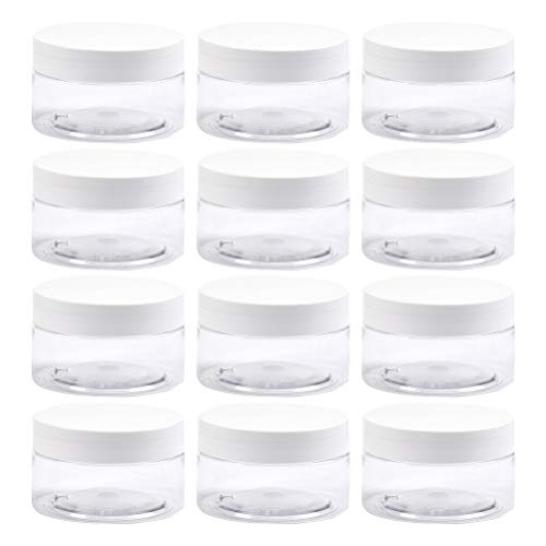 BUYGOO 100ML Vacio Recipiente de Almacenamiento plastico Transparente con Tapas de Rosca para Cuentas, 12 PCS Contenedor de Cosméticos para Muestras Cosmético, Almacenamiento de Cremas