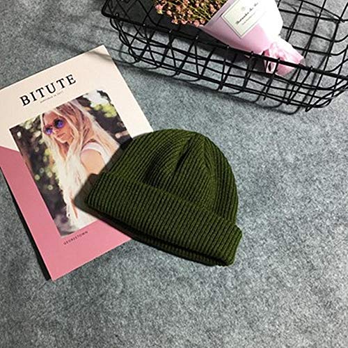 Bylydeco-deco Sombrero De Las Señoras Invierno Nuevo Gorro De Línea para Hombres Y Mujeres Sombrero Melon Seed Knit-Army Green One S