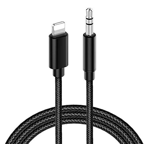 Cable Auxiliar para iPhone 11 Cable Auxiliar para Auto a Jack Adaptador de 3.5mm para iPhone 7Plus/8/X/XS/XR/11 a Radio de Coche/Adaptador de Altavoz/Auriculares Compatible con Todos los iOS-Negro