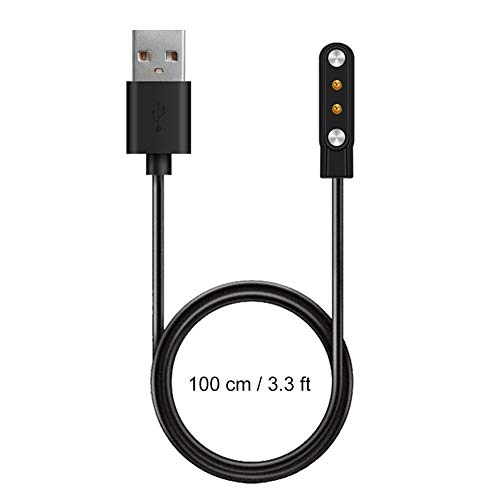 Cable de carga USB magnético negro de 1M Cable de base Cable de línea de adaptador de cargador de muelle de reloj inteligente para Haylou Solar LS05 Sport