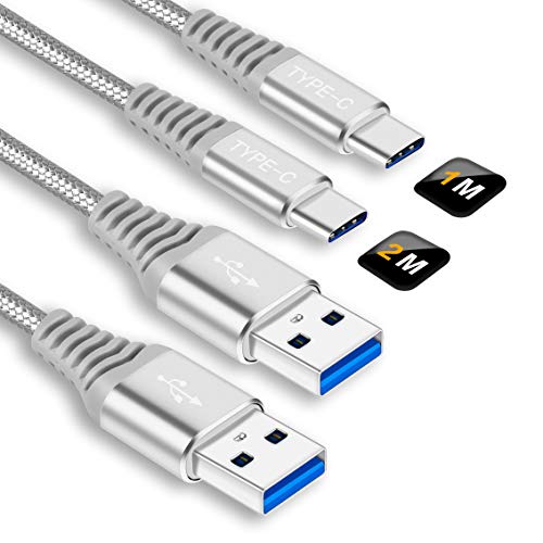 Cable USB Tipo C 1M 2M,3A Cable Cargador de Nylon,Carga Rápida,Para Samsung Galaxy A51 A71 A50 A40 A70 A20E A80 A90 5G,S20 Plus Ultra S10 S10E S8 S9,Note 10/10+ 8 9,A21 A31 A41 A81 A91,Lumia 950/950XL