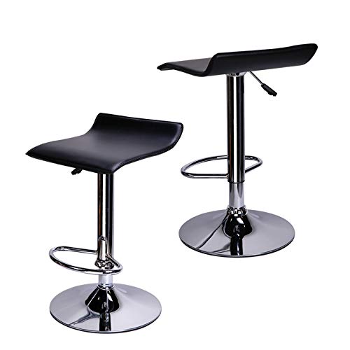 CCLIFE 1/2pcs Taburete bar taburetes cocina alto Taburete Giratorio de Cuero Artificial, Color:Negro, Tamaño:2pz-Set