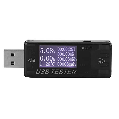 Ccylez Medidor de Potencia USB, 0‑5A 0‑150W 4‑30V Multímetro Digital de Corriente de Voltaje USB, Detector 8 en 1 Probador USB Monitor para Voltaje, Corriente, Capacidad, energía(Negro)