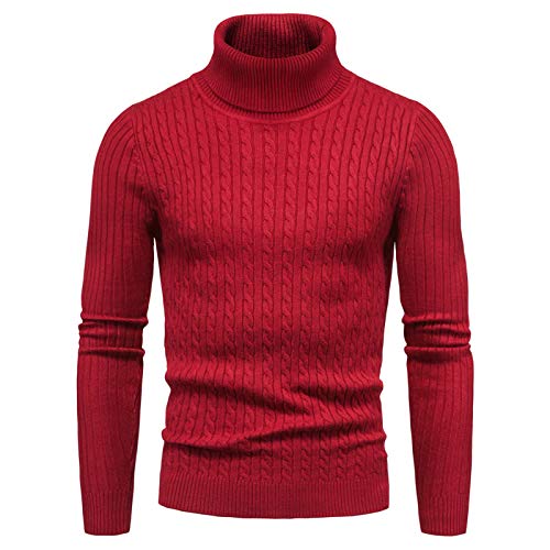 CELANDA Jersey de Punto para Hombre Cálido Delgado Cuello Alto Sweater Pullover Manga Larga Suéter Suave Transpirable Otoño Invierno