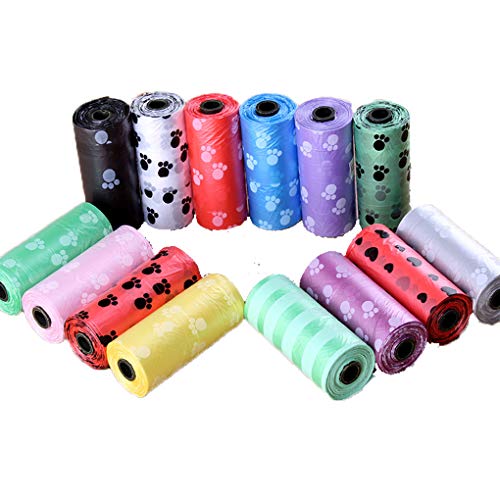 Censhaorme 10 Roll Portable Degradable Pet Waste Pick Poop Bag Printing Doggy Clean Up Bag Trash Garbage Bag