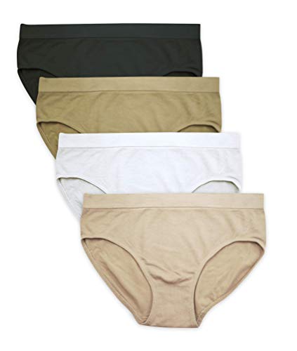 Channo Braguitas Fibra de bambú para Mujer. Modelo sin Costuras. Tejido Suave, Ligero y elástico. Pack de 4 Bragas (S/M)