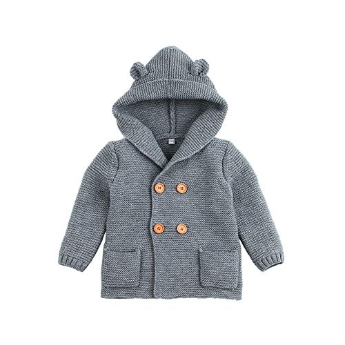 Chaqueta de Punto para bebé Abrigos con Capucha Niños Niñas de Punto Suéter cálido Outwear