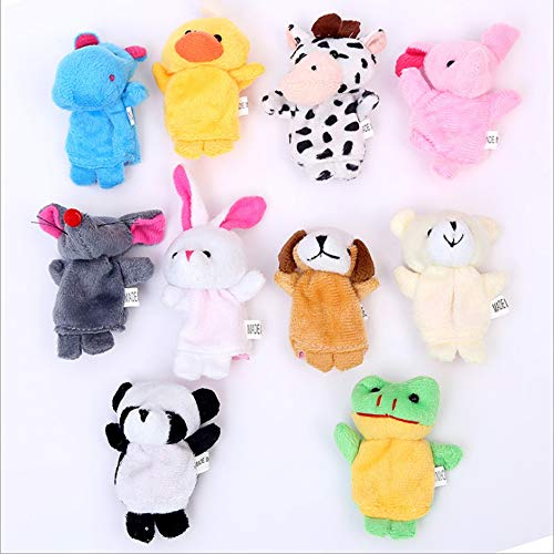 CHSYOO 10 Marionetas Dedo Animales pequeños, Juguete marioneta Mano Dibujos Animados Felpa, Regalos para niños cumpleaños Fiesta Infantil Bautismo