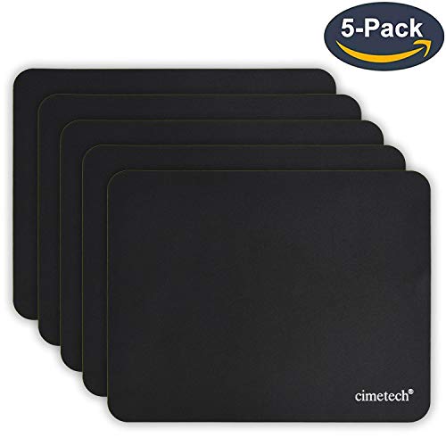 cimetech Alfombrilla de ratón cómoda Superficie de Juego Fibra extrafina Sensores de Seda Lisa Limpia Lavable para computadora portátil (Normal 5PCS, Negro)