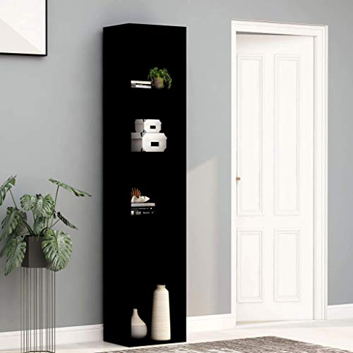 CTRGSM Gabinete de Libros Estantería de Madera Mostrar Unidad de Almacenamiento Negro 40x30x189 cm aglomerado FDWFN