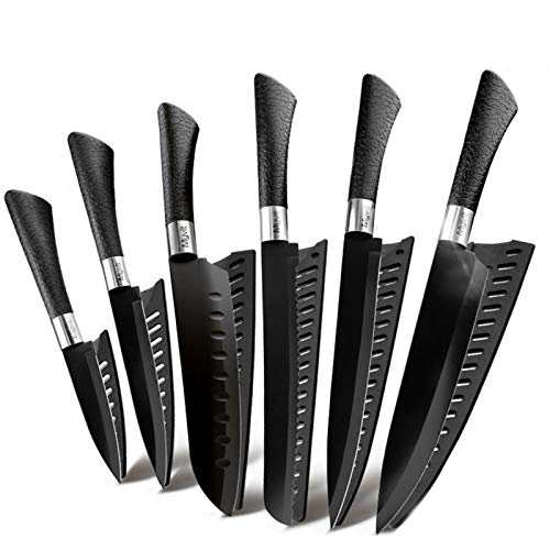 Cuchillo de cocina 3.5 '' 5 '' 7 '' 8 '' Chef 7CR17 440C Nonito negro de acero inoxidable Pan de acero inoxidable UTILIDAD UTILIDAD SUEKU CUCHILLOS 1-6 PCS (Color : Value Pack 12)