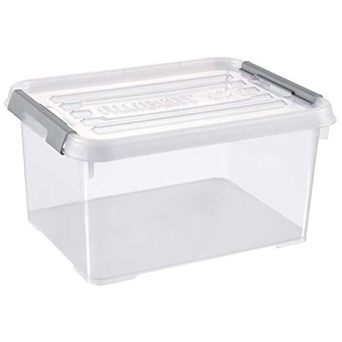 Curver HANDY + Caja Caja de almacenamiento con tapa, 15 l, Transparente / Gris, 39x29x20 cm