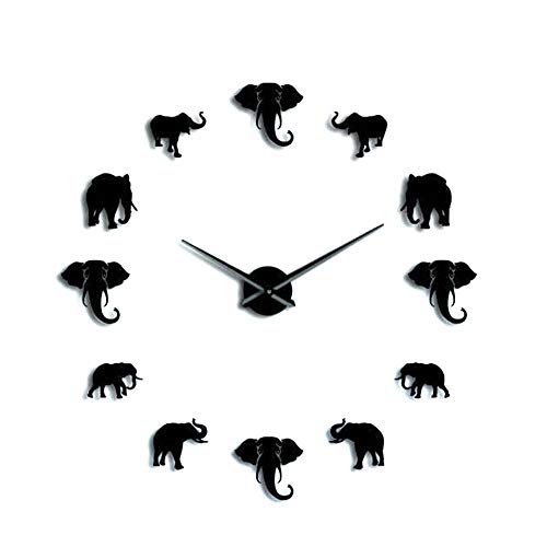 Daytesy Reloj de Pared - Reloj de Pared con Forma de Animal de Elefante único, Reloj Colgante de Espejo acrílico DIY, decoración para el hogar