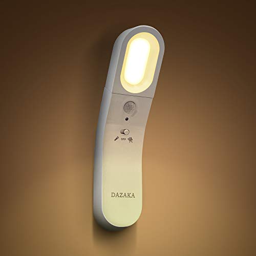 DAZAKA Luz Bebe Nocturna Infantil LED Recargable Carga USB, con Sensor de Control de Luz y PIR, Linterna, Rango de Detección de 120 °, Distancia de Detección de 4-6 Metros, con 2 Soportes