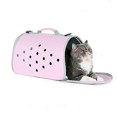 DHCY Bolsa Mascotas Mochila Bolsa de Transporte PU Transpirable multifunción Plegable Perro Gato Mascota Bolsa de Viaje al Aire Libre, 23 * 40 * 23 cm,Pink