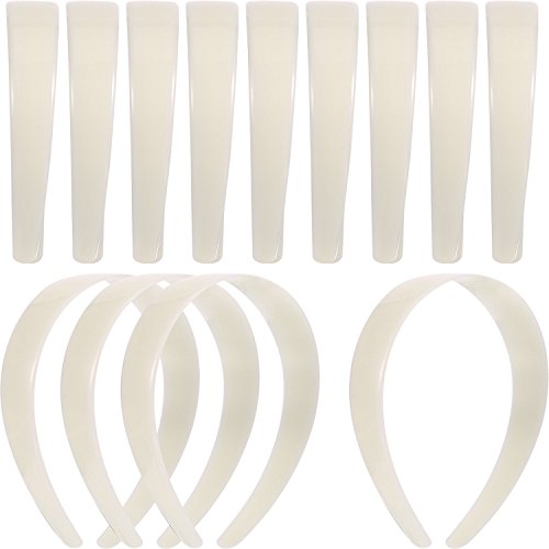 Diadema de Plástico de Artesanía Blanca 1 Pulgada Banda de Pelo de DIY Sin Dientes Diadema Plana (20 Piezas)