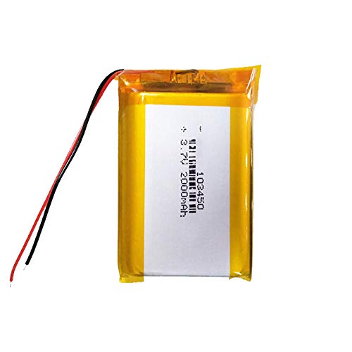 Dilezhiwanjuwu 103450 3,7 V 2000 mAh batería de polímero de Litio 103450 para MP4 MP5 navegador GPS Libro electrónico lámpara Solar cámara Li-po Celdas de Repuesto-2 Piezas