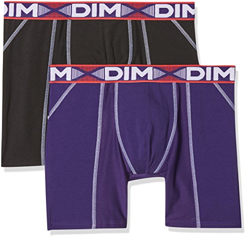 Dim 3D Flex Air Boxer Long X13, Multicolor (Noir/Violet Auburn), Small (Talla del Fabricante 2) (Pack de 2) para Hombre