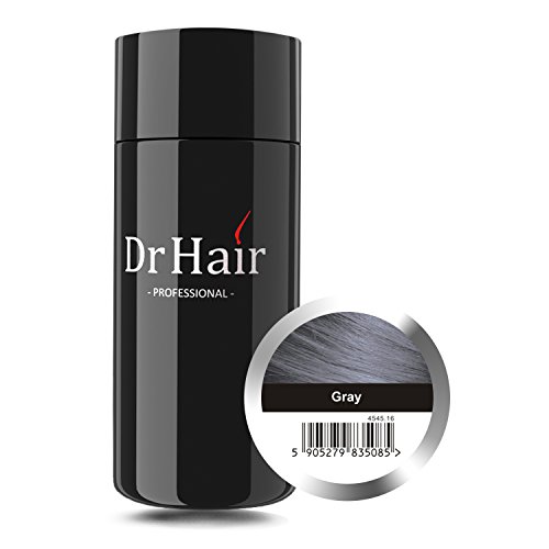 Dr Hair Fibers, Fibras de pelo, anti-caída del cabello, Queratina de pelo en pluma, Gris, 30g