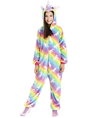 DRESHOW Unicornio Pijamas de un Pieza para Niños Niñas, Unicornio Pijama Ropa de Dormir Invierno de Cosplay Pyjamas Navidad Onsie Regalos para Chicos Chicas