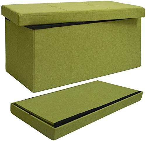 DuneDesig Arcón de almacenaje 80L con Banco 76x38x38cm Plegable Verde Claro