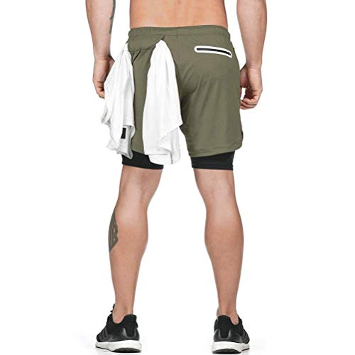 DURINM Pantalón Corto para Hombre Deporte Pantalones Cortos para Hombre 2 en 1 Pantalones Cortos de Gimnasio con Forro de Bolsillo Incorporado Fitness Shorts Deportivos