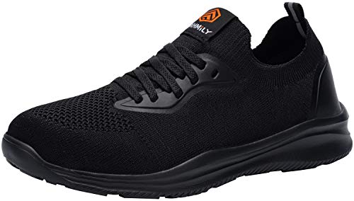 DYKHMILY Impermeable Zapatillas de Seguridad Mujer Ligeras Zapatos de Seguridad Trabajo Punta de Acero Calzado de Seguridad Deportivo (Tejido Negro,38 EU)