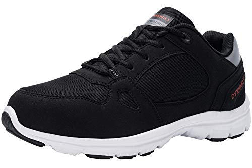 DYKHMILY Zapatillas de Seguridad Hombre Antideslizante Zapatillas de Trabajo con Punta de Acero Transpirable Botas de Seguridad (Blanco Negro,42 EU)