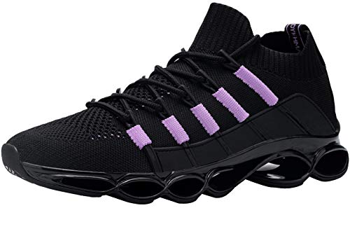 DYKHMILY Zapatillas de Seguridad Mujer Ligeras Transpirable Punta de Acero Calzado de Trabajo Trabajo Calzado de Seguridad Colchón (Morado Negro,38 EU)