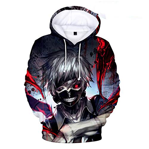 EDMKO Unisex Hombre Mujer 3D Tokyo Ghoul Estampado Kaneki Ken Gráfico Sudaderas con Capucha De Manga Larga Hoodie Suéter Teen Sweatshirts Disfraz De Cosplay XXS-4XL,X~Small