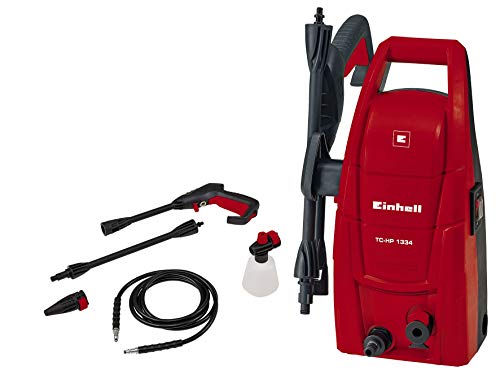 Einhell TC-HP 1334 - Hidrolimpiadora, sistema jet-click, 100 bar, 40° C, 1300 W, 220-240 V, color rojo y negro