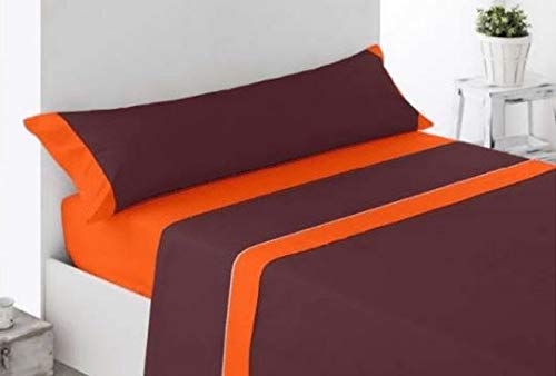 Energy Colors Textil - Hogar Juego SÁBANAS DE Verano Lisas (3 Piezas) para Cama Grande de 150 x 190/200 cm (LIQUIDACIÓN) (Naranja/Marrón)