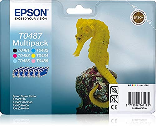 Epson Multipack T0487 6 colores (etiqueta RF) - Cartucho de tinta para impresoras (Original, Tinta a base de pigmentos, Negro, Cian, Cian claro, Magenta claro, Magenta, Amarillo, Epson, 6 pieza(s), Impresión por inyección de tinta)