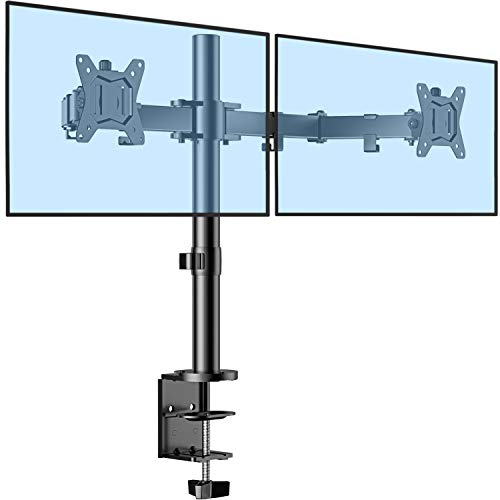ErGear Dual Soporte de Monitor para pantallas 13”-32” con Construcción Robusta Altura ergonómica con Inclinación ajustable ±85º, Giro 180º, Rotación 360º Soporta hasta 8KG VESA 75/100mm