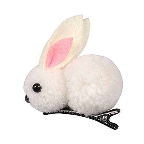 ERLIZHINIAN Accesorios de Moda Lindo Conejo Bola Anillo de Cabello Femenino Lazo de la Cuerda de Corea Bandas de Caucho elástico Conejito niños (Color : Hair Clip White, Size : Size Fits All)