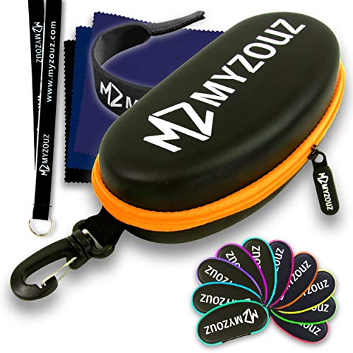 Estuche grande para gafas impermeables rígidas negras + [3 BONUS], estuche protector para gafas, sol, natación, deportes de invierno, ciclismo