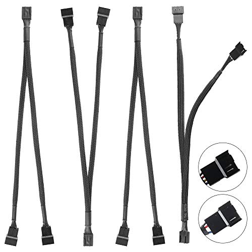 ETSAMOR 4 pcs Cable Separador de Ventilador PWM Cable de Ventilador PWM Cable 1 a 2 Converter de alimentación de Ventilador de 4 y 3 Pines Compatible Macho a Hembra Compatible