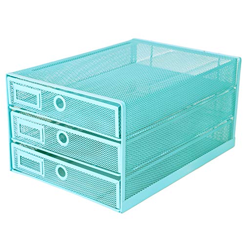 Exerz Cajón archivador de Oficina/Clasificador de Papel con 3 Cajones/Cajonera para archivadores/Organizador Para el Escritorio (Turquoise)