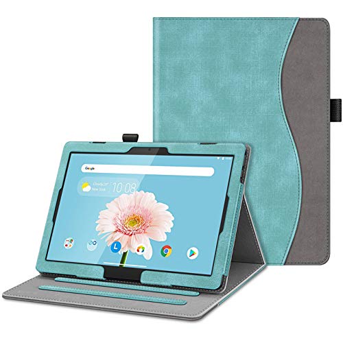 Fintie Funda Compatible con Lenovo Tab P10/M10/M10(HD) - Tablet de 10.1" [Multiángulo] Carcasa de Cuero Sintético con Bolsillo Función de Soporte, Verde Menta