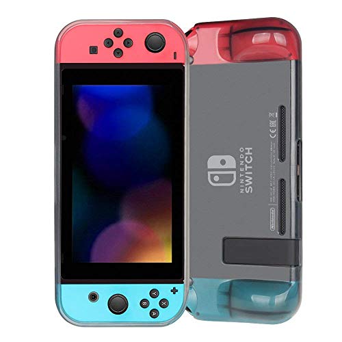 Fintie Funda con Agarre para Nintendo Switch - Cubierta Protectora Transparente Mate Suave de TPU con Diseño Ergonómico de Empuñadura Antirrayas y Amortiguador, Cristal Negro