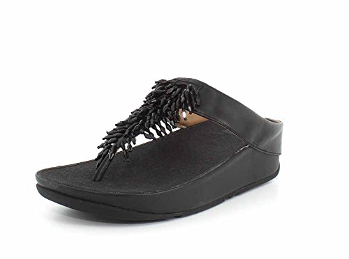 Fit Flop Rumba Toe-Thong, Sandalias de Punta Descubierta Mujer, Negro (Black 001), 38 EU