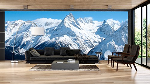 Fotomural Vinilo Pared Montañas Nevadas | Fotomurales Pared | Fotomural Decorativo | Mural | Vinilo Decorativo | Varias Medidas 350 x 250 cm | Decoración comedores Salones | Motivos Paisajisticos