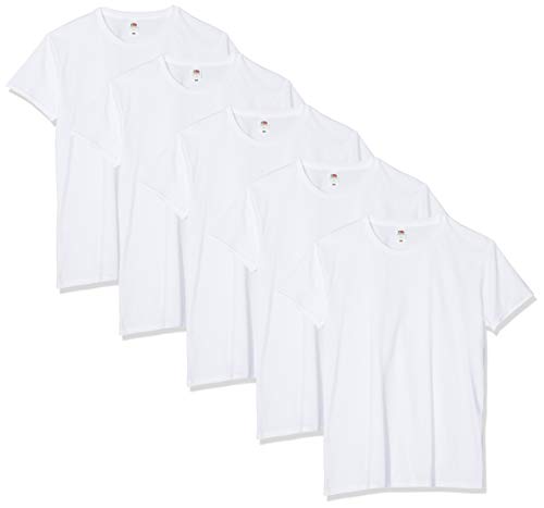 Fruit of the Loom Iconic, Lightweight Ringspun tee, 5 Pack Camiseta, Blanco (White 30), XXXX-Large (Size:4XL) (Pack de 5) para Hombre