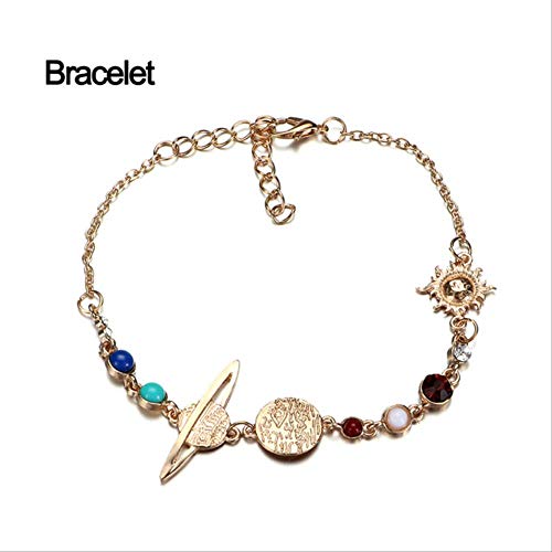 FSYX Cup Bohemian Golden Planet Anklet Stone Beads Summer Beach Anklet Gift Jewelry  Bracelet