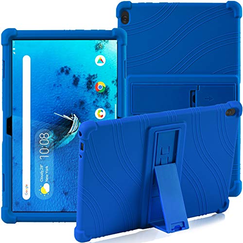 Funda para Lenovo Tab M10 (TB-X505F / TB-X605F / TB-X705F) de 10,1 pulgadas, con soporte, de silicona, suave, antigolpes, de goma, carcasa protectora para tablet Lenovo Tab M10 (azul)