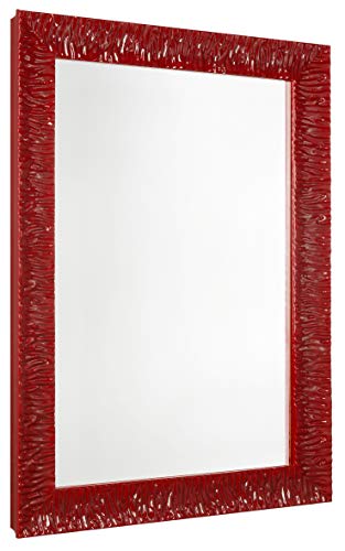 GaviaStore - Julie 70x50 cm - Espejo de Pared Moderno - Muebles para el hogar Arte decoración Sala de Estar Salon Modern Dormitorio baño Cocina Entrada Wall (Rojo)
