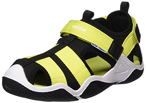 Geox Jr Wader A, Sandalias Punta Cerrada para Niños, Negro (Black/Lime C0802), 37 EU