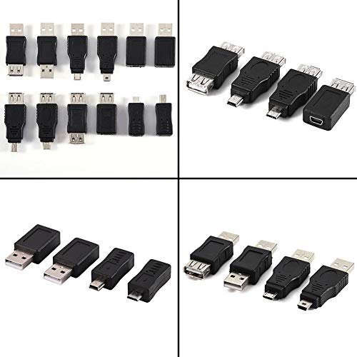 gostcai Paquete de Adaptador Mini USB de 12 Piezas múltiples convertidores Micro/Mini Macho Hembra, Resuelve Problemas de conexión