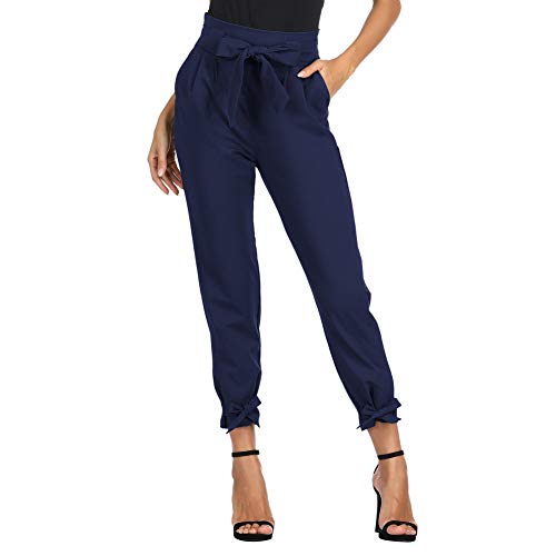 GRACE KARIN Pantalones Largos Elegante Mujer Bodycon Delgado Casual Ligero Tejido Suave Azul Oscuro M Cl10903-9