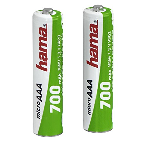 Hama 00056801 - Pilas recargables NiMH AAA 700 mAh 1,2 V, Verde/Blanco